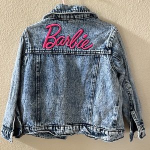 Girls Barbie Blue Acid Wash Denim Jean Jacket Size XS